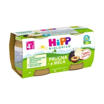 HiPP Omogeneizzato Biologico di Prugna e Mela dai 4+ Mesi 2 x 80g