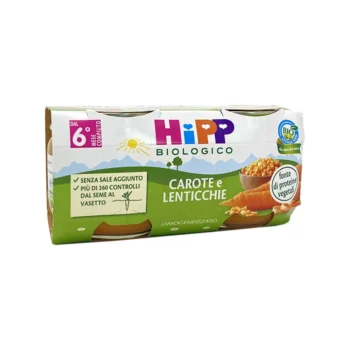 HiPP Biologico Omogeneizzato di Carota e Lenticchie dai 6+ Mesi 2 x 80g