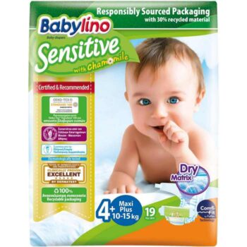 Babylino Sensitive Pannolini Maxi Plus Taglia 4+ (10-15 kg) – 19 pezzi